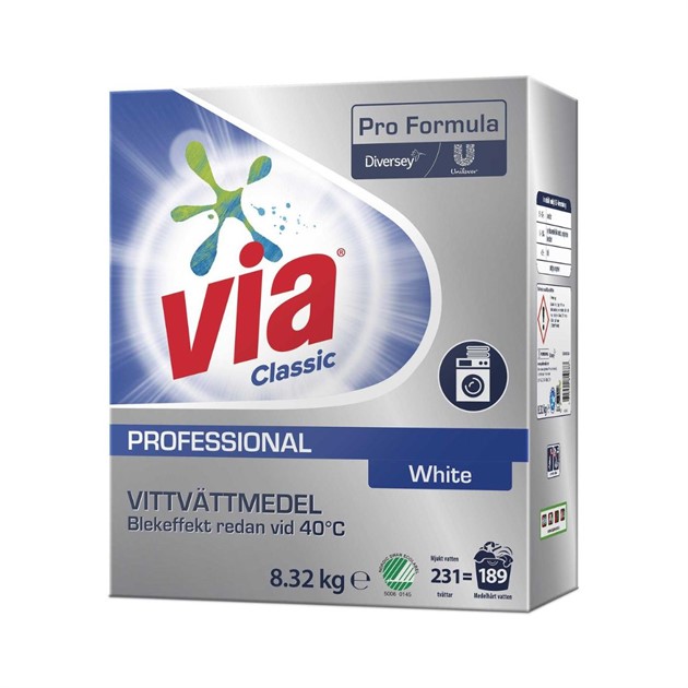 Tvättmedel Via Proformula Classic White parfymerad 8,32kg